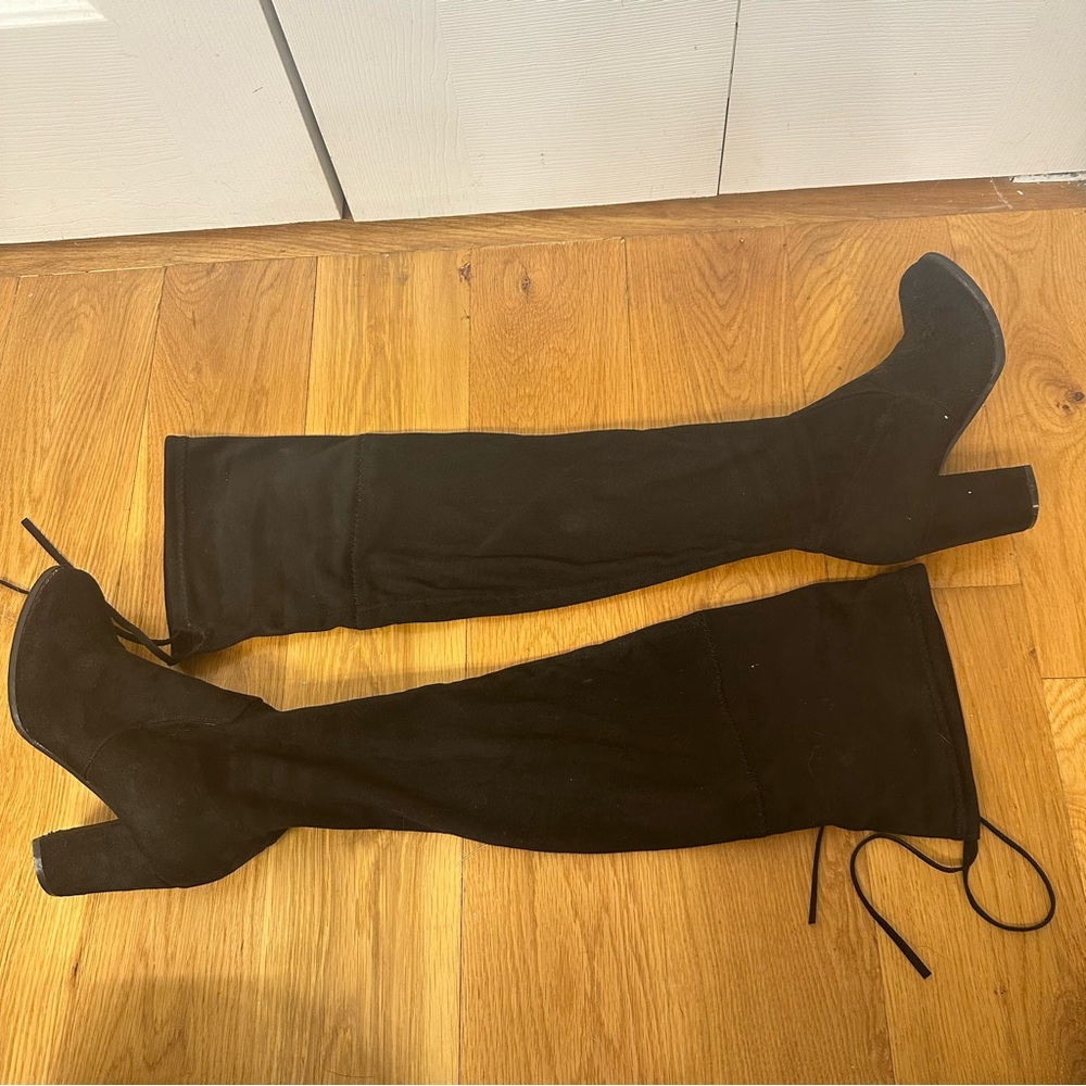 Black Over the Knee Suede Boots